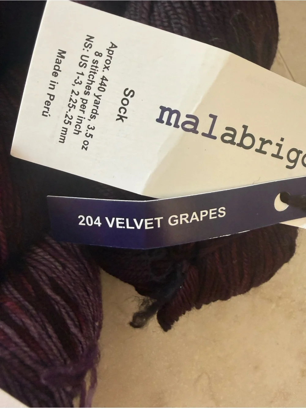 Malabrigo Velvet Grapes Sock Yarn - Deep Purple Blend
